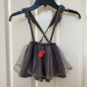 Zara Baby Girls Gray Tulle Ruffled Suspenders Skirt Tassels Size 18-24 Months